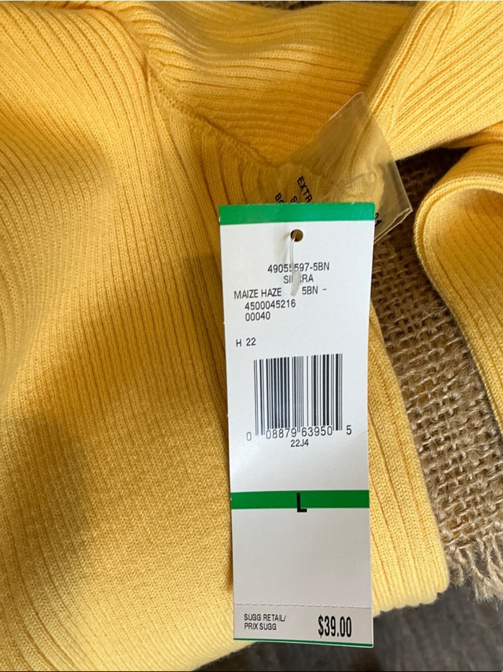 Jones New York Yellow Ribbed Turtleneck Sweater Size L - Picture 4 of 4